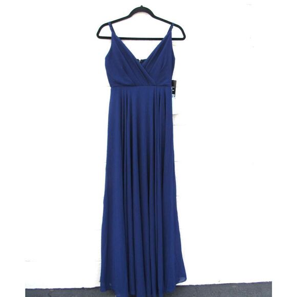 Lulus Dresses & Skirts - Lulus V-Neck Spaghetti Strap Navy Blue Long Dress SZ S